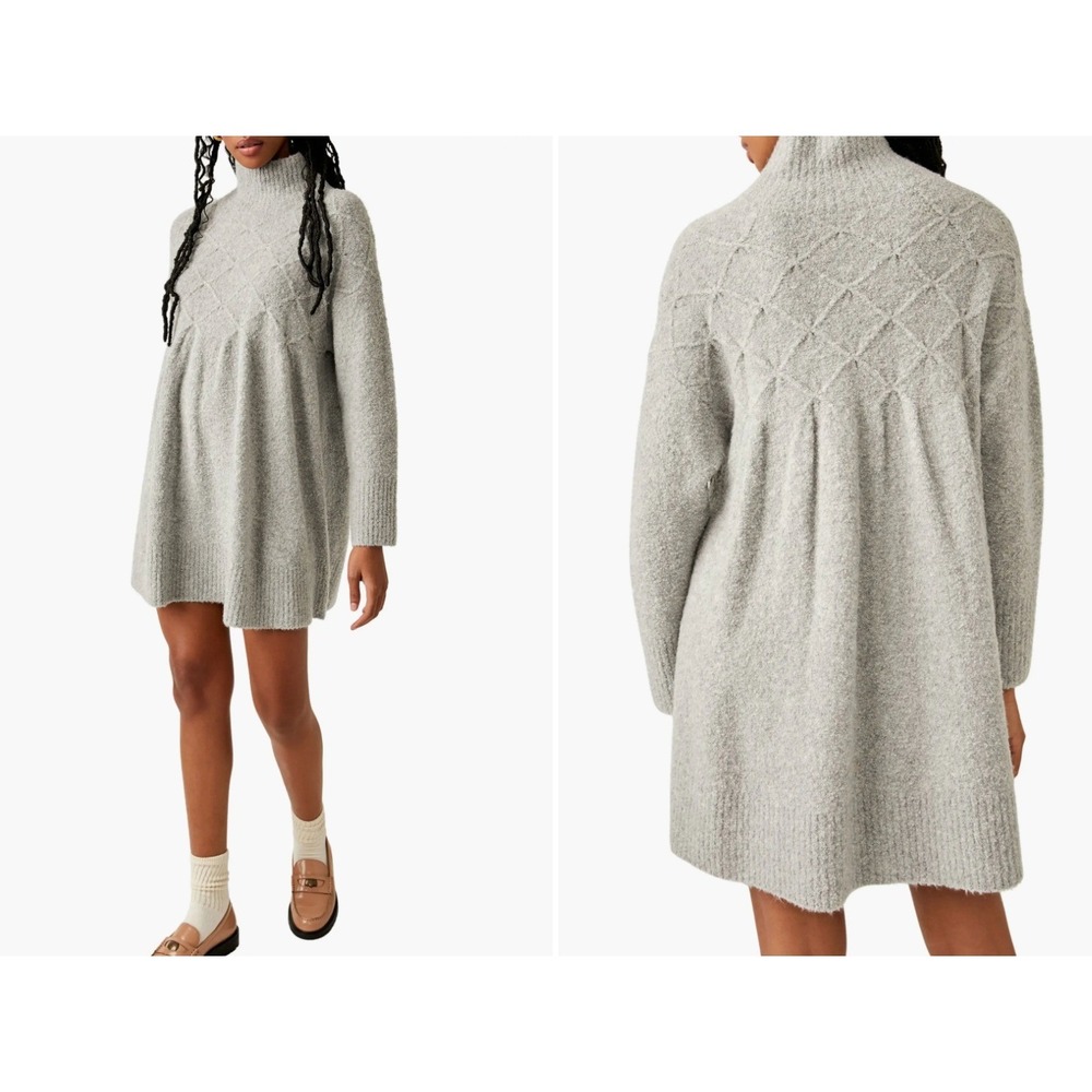 Free People Jaci‎ Long Sleeve Mock Neck Sweater Dress size Medium